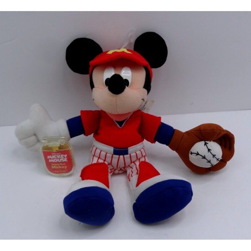 Disney Star Bean Home-Run Mickey Mouse Baseball Plush Mattel Arcotoys Vintage